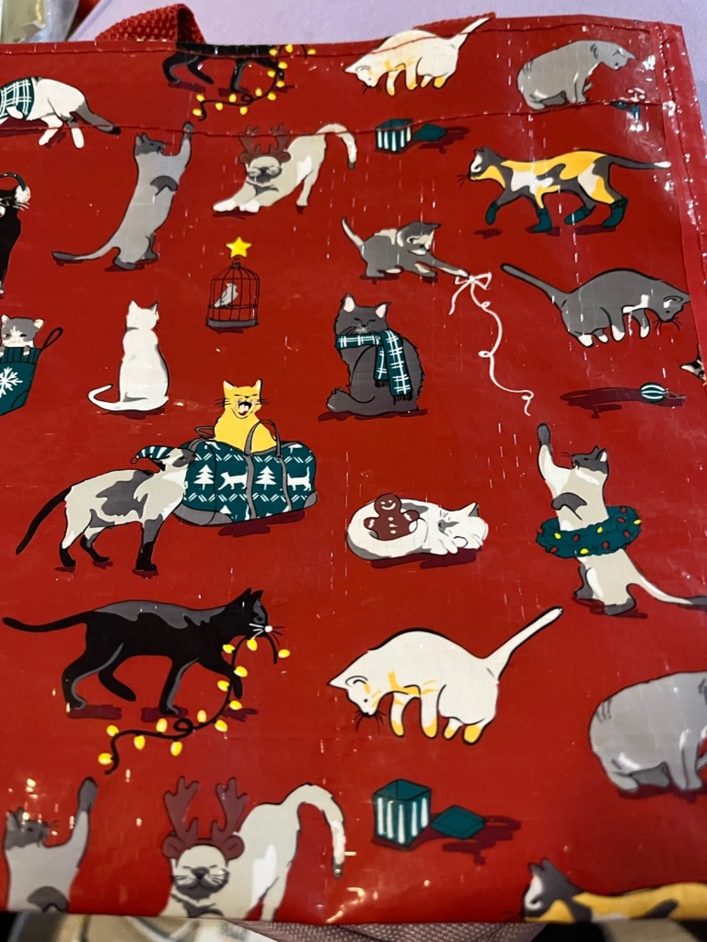 Vera Bradley Red Cat-Pattern Tote